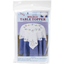 Jack Dempsey Stamped White Perle Edge Table Topper 35&quot;X35&quot;-Christmas - £15.12 GBP