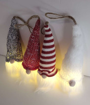 4 Christmas Tree or Table Gnome Decorations Nordic Light Up Plush Gnome - £10.96 GBP