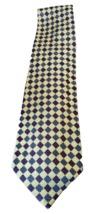 Aquascutum of London Black and Yellow Diamond Pattern Silk Necktie Tie - £7.72 GBP