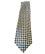 Aquascutum of London Black and Yellow Diamond Pattern Silk Necktie Tie - $9.89