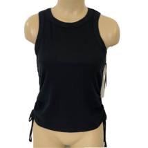 1. STATE Tank Top Womens size Small Ribbed Knit Ruched Sides Black - £17.97 GBP