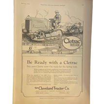 Cletrac Tank Type Tractor Print Magazine Advertisement February 1920  11... - £6.71 GBP