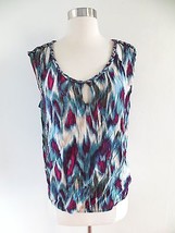 Urban Outfitters size LARGE multi-color grungy abstract cutout blouse to... - £5.31 GBP