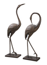 Pair of Aluminum Graceful Garden Crane Statues - $820.91