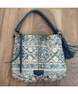 Aimee Kestenberg Coated Batik Pattern Faux Leather Dark Blue Trim Bag Pu... - $1,006.27 MXN