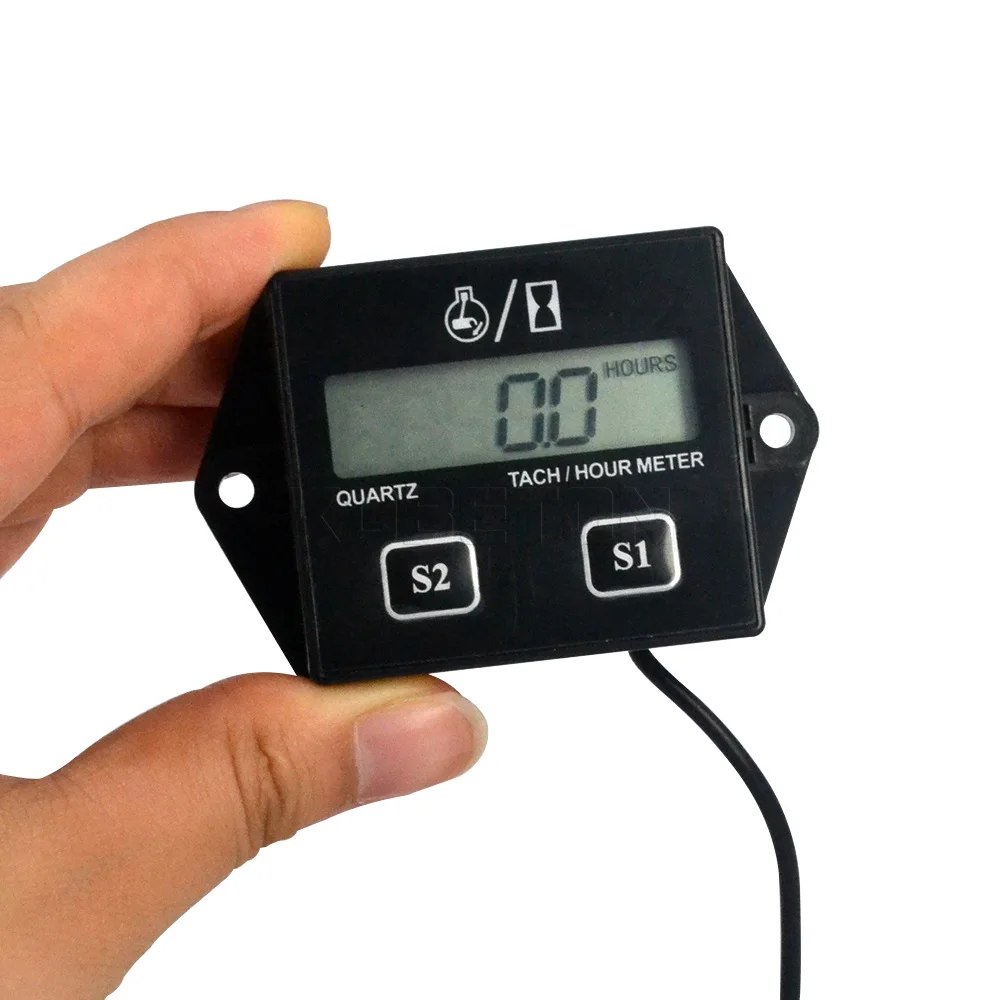Ine tach hour meter tachometer gauge engine rpm lcd display for motorcycle motor stroke thumb200