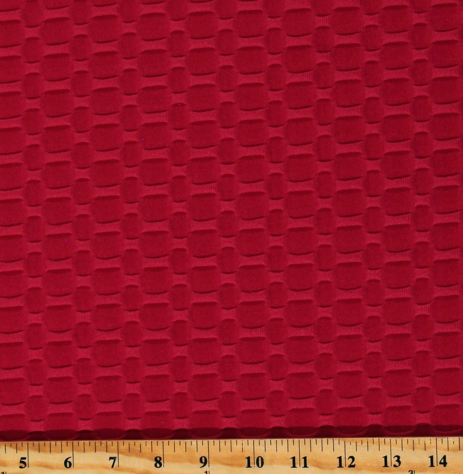 Honeycomb Texture Knit Solid Red Poly/Spandex Blend Fabric by the Yard D... - $8.97