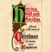 Illuminated Text Christmas Gift and Greeting Gilt Embossed 1910s Postcard - £3.11 GBP