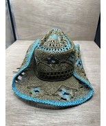 Mexican SOM-HER SOMHER Size M Lightweight Shaped Straw Beaded Cowboy Hat - £19.46 GBP