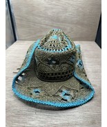 Mexican SOM-HER SOMHER Size M Lightweight Shaped Straw Beaded Cowboy Hat - $33.85 CAD