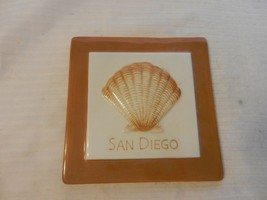 San Diego California Ceramic Tile Trivet Wall Hanging With 3-D Seashell - $30.00