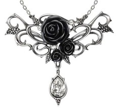 Alchemy Gothic Bacchanal Rose Grapes Dionysus Black Roses Crystal Necklace P700 - £64.44 GBP
