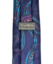 Robert Talbott Mens Navy Blue 100% Silk Neck Tie Turquoise Paisley Print - £16.71 GBP
