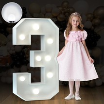 3Ft Marquee Light Up Numbers, Marquee Numbers 3, Cool White Light Up Num... - $45.99