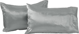 Great Bay Home Silver Color Satin Standard Size 20&quot;x26&quot; Pillowcases 2-Pack - £14.61 GBP