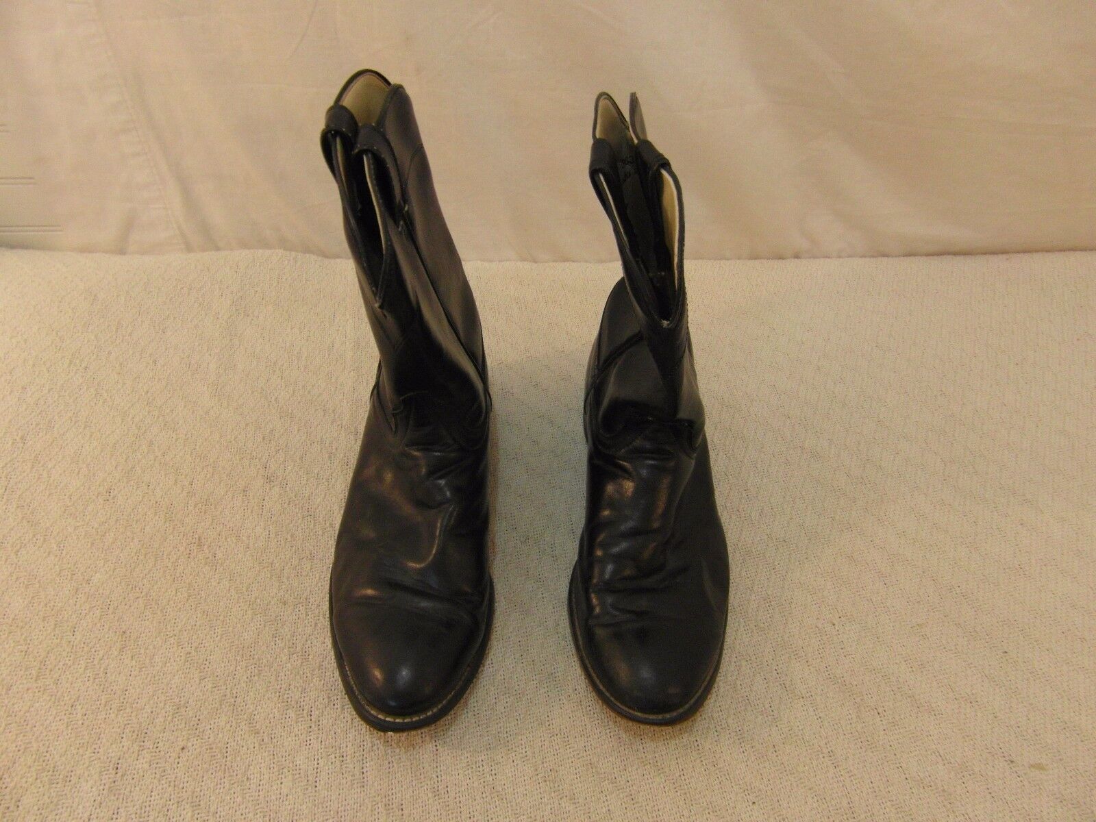 Mens Laredo Black Leather 12 D USA Made Slip On Cowboy Western Boots - $46.73
