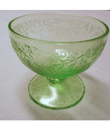 Depression Glass Hazel Atlas Florentine Poppy #1 Footed Sherbet Dish Green - £6.34 GBP