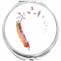 Orange Feather Birds Compact with Mirrors - Perfect for your Pocket or P... - $11.76