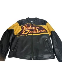 Harley Davidson Yellow Black Wildcard Leather Riding Jacket Size L 2005 - $356.39