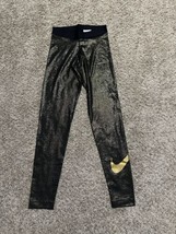 Nike pro black gold sparkle leggings Women’s Size Small Logo Shimmer - £18.62 GBP