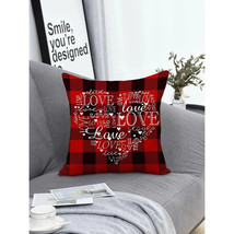 Buffalo Plaid Love Heart Throw Pillow For Couch or Bed - Decorative Black and Re - $19.95