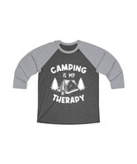 Unisex Tri-Blend Raglan Tee: Camping is My Therapy - Black and White - £26.72 GBP+
