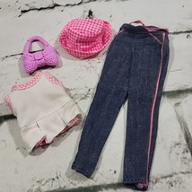 Vintage Barbie Jeans Doll Clothes Lot Pink Gingham Bucket Hat Purse T-Shirt Top  - £11.07 GBP