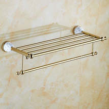 Diamond-studded Bath Towel Rack Golden Towel Rack Bathroom Bathroom Shelf - £41.11 GBP+