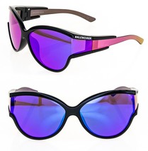 Balenciaga Unlimited 0038 Black Purple Wrap Mirrored Fashion Sunglasses BB0038SA - £367.98 GBP