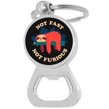 Not Fast Not Furious Bottle Opener Keychain - Metal Beer Bar Tool Key Ring - £8.60 GBP