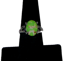 S925 Sterling Silver Ring Sz 8.5, with Navada  3.5ct. Green Turquoise mount - $16.83