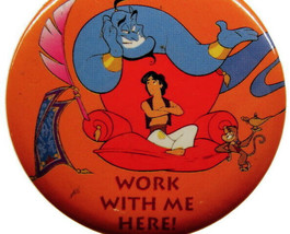 Collectable Aladdin Genie Badge Button Pinback Vintage Dark Orange - £13.00 GBP