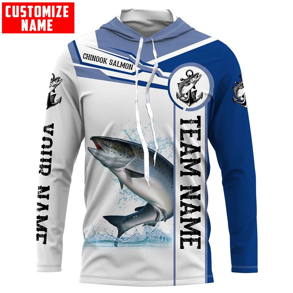 Customize name and team salmon fishing 3D All Over Printed Men&#39;s Hoodie &amp;  Unise - £133.02 GBP