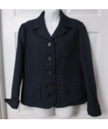 HARVE BENARD HOLTZMAN Navy Blue Quilted Lightweight Button Jacket Blazer... - $335.21 MXN