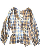 French Blue Plaid Tie Waist Button Up With Tag Price $67.95 - £14.33 GBP