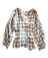 French Blue Plaid Tie Waist Button Up With Tag Price $67.95 - £14.36 GBP