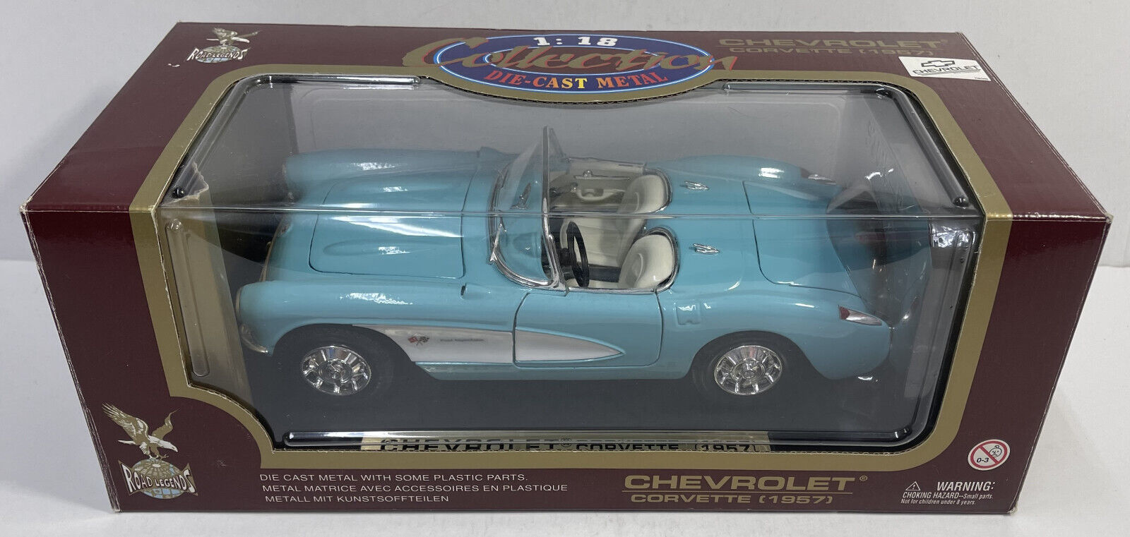 1957 Chevrolet Corvette Blue (No. 92018, 1:18 Die-Cast Metal Model) Road Legends - $19.99