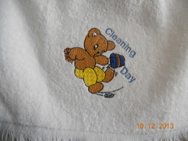 Fingertip towel white cotton with a cute embroidered design 3 - $9.00