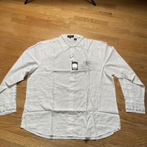 NWT Pardazzio Uomo Men White Long Sleeve Shirt Size 4XL Sewn on Graphic - $13.50