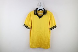 Vtg 90s Boys Large Blank Striped Collared Short Sleeve Soccer Jersey Yel... - £15.75 GBP