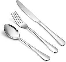 18PCS Dinner Set combo with 6 Dinner Knives 6 Dinner Forks 6 Dinner Spoons Food  - £37.52 GBP