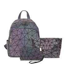 2022 Luminous Backpa Women Backpack Fashion Geometric Female Backpack School Sho - £59.43 GBP