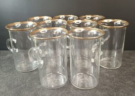 Crate &amp; Barrel Irish Coffee Glasses / Tea Cups Clear Gold Trim Made In Turkey 9 - £53.03 GBP