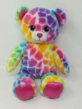 17&quot; Rainbow Safari Bear Build a Bear Wild Style Rainbow Pink Leopard Heart Plush - £10.27 GBP