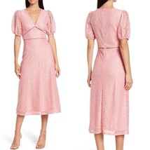 NSR Puff Sleeve Lace Midi Dress, Size Medium, 6/8, Pink, NWT - $49.00