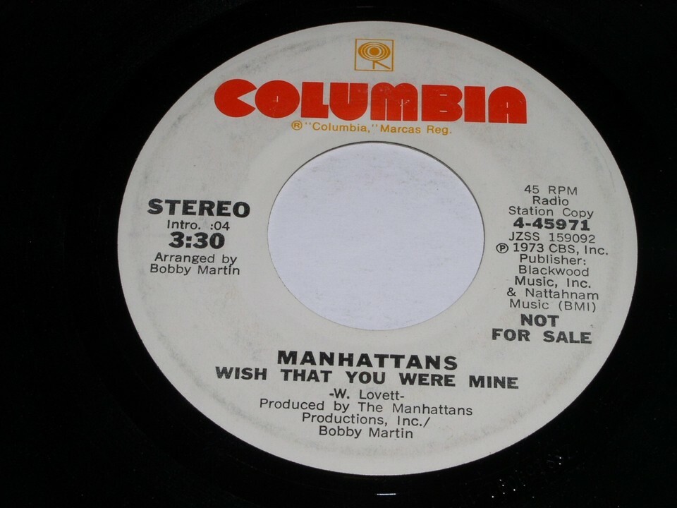 Manhattans Wish That You Were Mine 45 RPM Record Columbia 45971 PROMO VG+ - $34.99