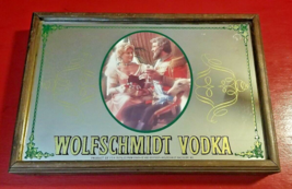 Wolfschmidt Genuine Vodka Wall Hanging Mirror Bar Sign Table Tray Legs M... - $38.32