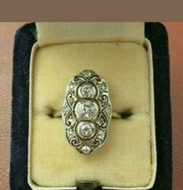 Vintage Art Deco Engagement Ring Three Stone 14K White Gold Over 3.5 Ct Diamond - £86.02 GBP