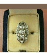 Vintage Art Deco Engagement Ring Three Stone 14K White Gold Over 3.5 Ct ... - $146.69 CAD