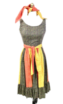 VTG 1960s Serbin Muriel Ryan Calico Fit Flare Dress Belt &amp; Bandana Sz XS/S - $107.91
